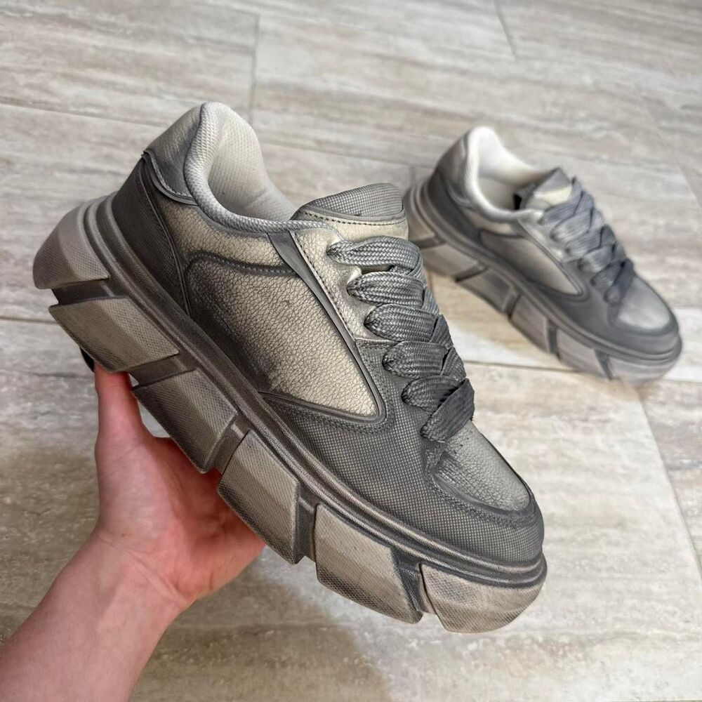 Zara Chunky Sole Sneakers Grey Platform Mens US 10 Gorpcore Cyberpunk Y2K Dad
